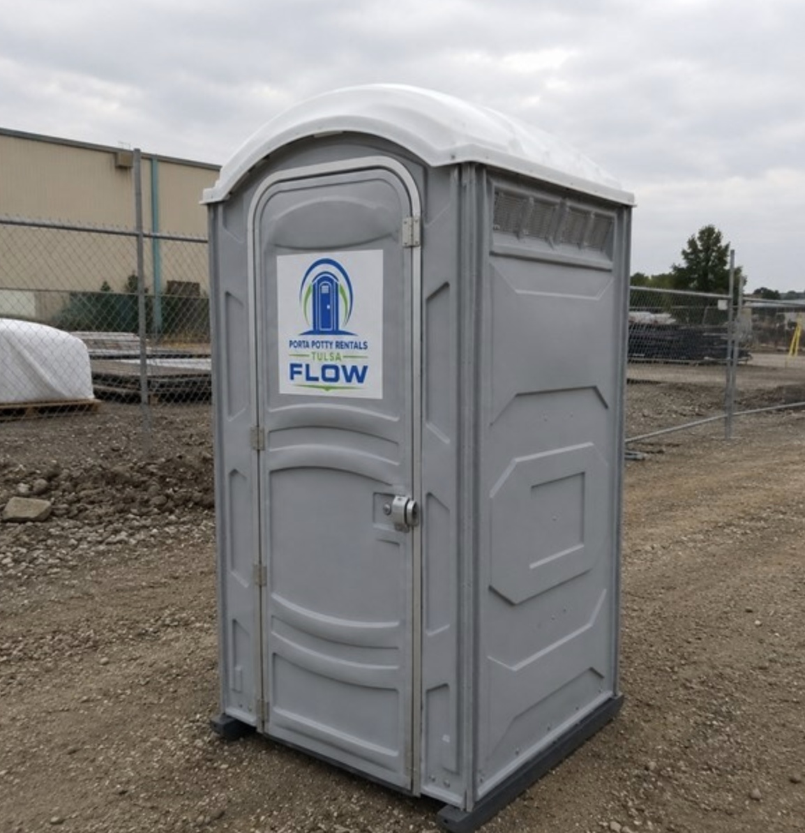 Grey portable toilet