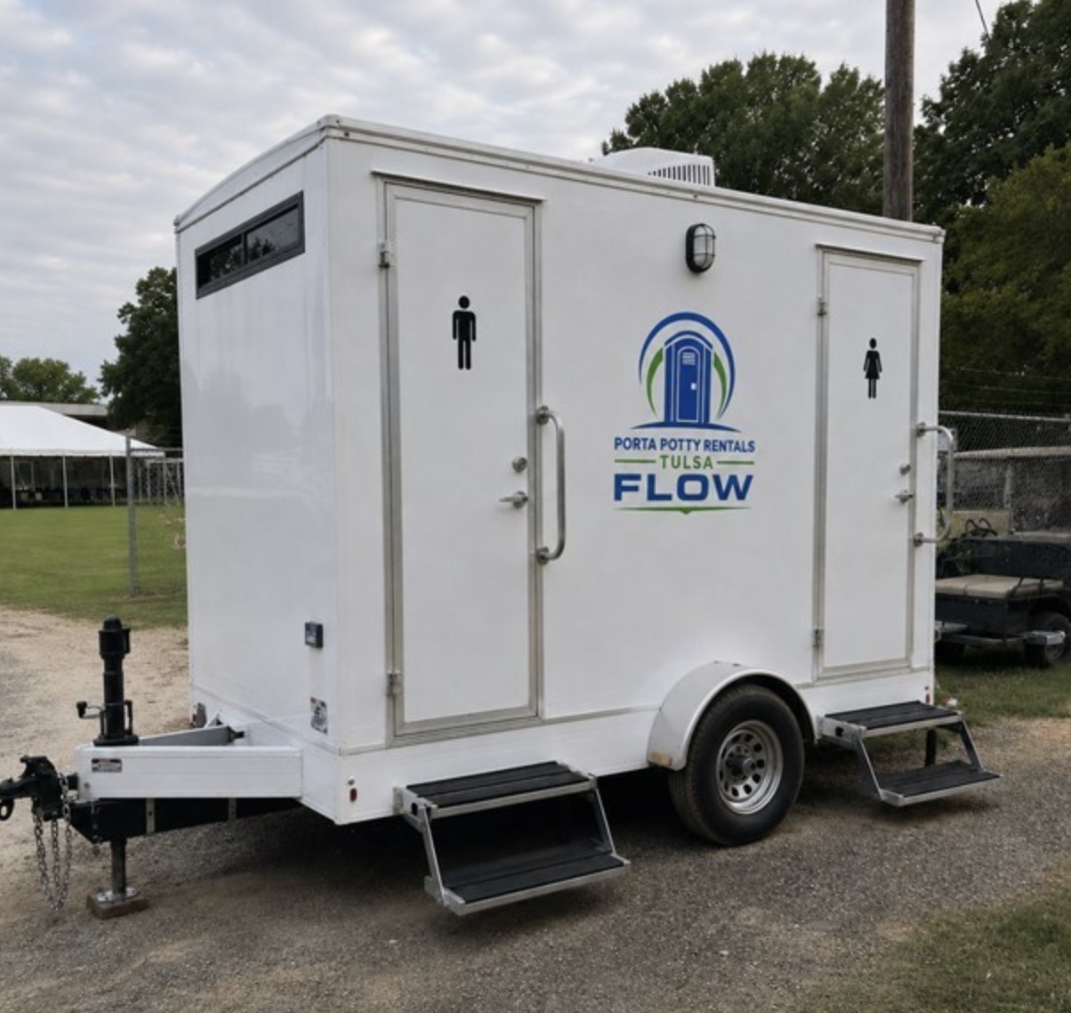 Restroom trailer at an event